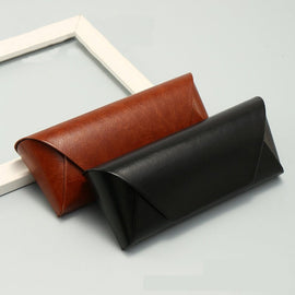 2 Pcs Brown Vintage Style PU Leather Eyewear Case - Protective Hard Shell with Soft Lining - RnR Galore
