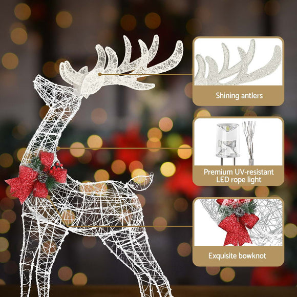 2 PCS Christmas Lights 170 LED Fairy Light Reindeer Decorations Jingle Jollys - RnR Galore