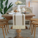 2 - PCS Double bars Bohemian Woven Table Runner with Tassels - Rustic Farmhouse Decor for Dining & Coffee Tables - RnR Galore