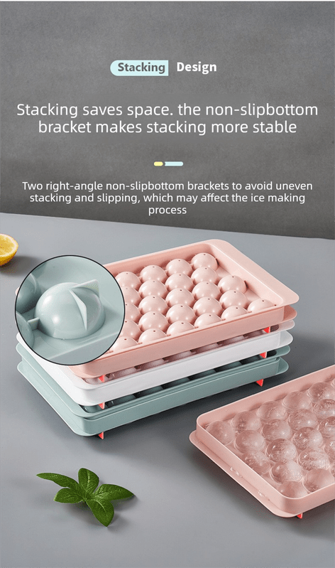 2 PCS Large Diamond Ice Cube Trays with Lids 4 Cavity Geometric Sphere Ice Ball Maker Mould Stackable Hard Plastic for Whiskey Cocktails Pink - RnR Galore