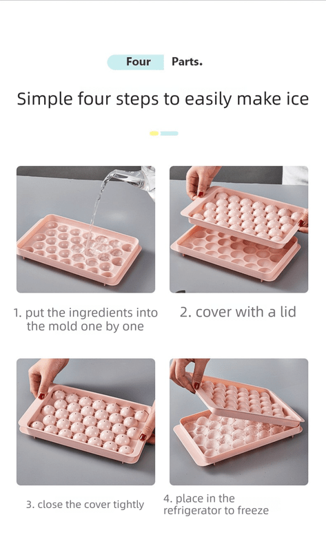 2 PCS Large Diamond Ice Cube Trays with Lids 4 Cavity Geometric Sphere Ice Ball Maker Mould Stackable Hard Plastic for Whiskey Cocktails Pink - RnR Galore