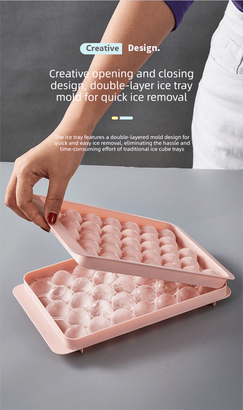 2 PCS Large Round Ice Cube Trays with Lids 3 Cavity Sphere Ice Ball Maker Mould Stackable Hard Plastic Slow Melting for Whiskey Cocktails Blue - RnR Galore