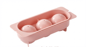 2 PCS Large Round Ice Cube Trays with Lids 3 Cavity Sphere Ice Ball Maker Mould Stackable Hard Plastic Slow Melting for Whiskey Cocktails Pink - RnR Galore