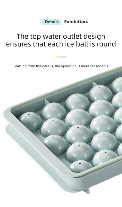 2 PCS Round Ice Cube Trays with Lids 14 Cavity Sphere Ice Ball Maker Mould Stackable Hard Plastic Easy Release for Whiskey Cocktails Blue - RnR Galore