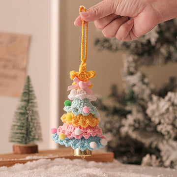 2 Pcs Style D Colorful Handmade Crochet Christmas Tree Ornament - Festive Hanging Decoration with Jingle Bell - RnR Galore