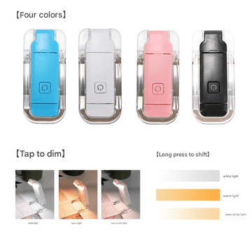 2 Pcs White USB Rechargeable Clip - on LED Book Light - 3 Color Modes & Dimmable Brightness for Eye - Caring Reading - RnR Galore