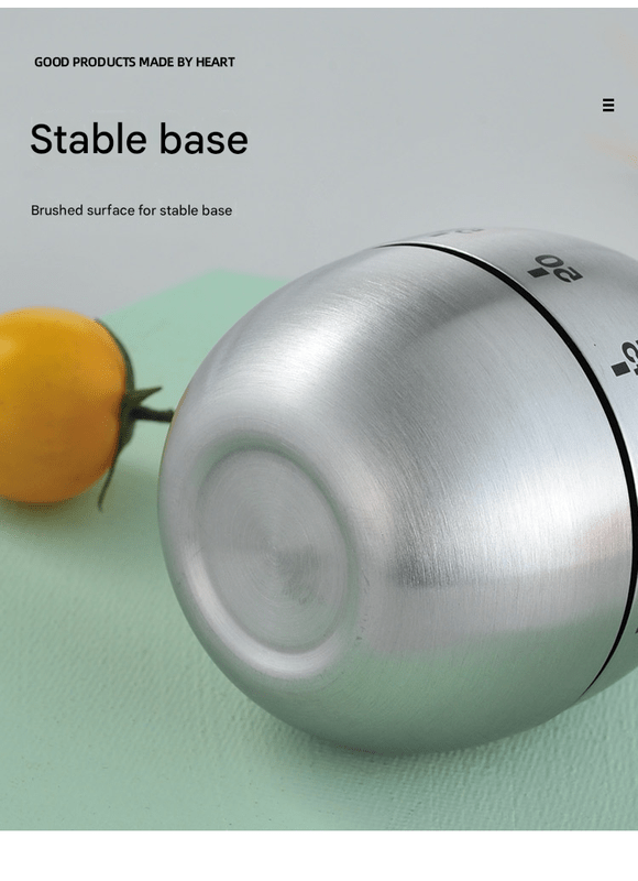2 - piece Apple and Egg Shape Stainless Steel Kitchen Timer Mechanical Cooking Timer - Wind - Up 60 Minute Countdown Timer - Loud Ring 72dB Baking Tool with Non - Slip Base - Battery - Free Analog Timer for Home Office - RnR Galore