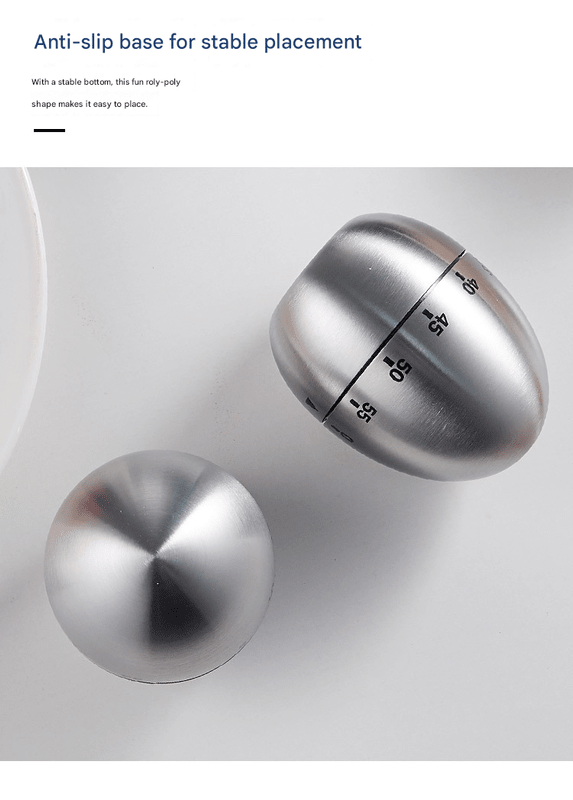 2 - piece Apple and Egg Shape Stainless Steel Kitchen Timer Mechanical Cooking Timer - Wind - Up 60 Minute Countdown Timer - Loud Ring 72dB Baking Tool with Non - Slip Base - Battery - Free Analog Timer for Home Office - RnR Galore