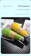 2 - piece Green and Yellow Premium 304 Stainless Steel Vacuum Insulated Water Bottle - 532ml Large Capacity Sports Flask with 12 - 24 Hour Thermal Retention, Leak - Proof Portable Travel Mug for Gym, Office, Car and Outdoor Activities - RnR Galore