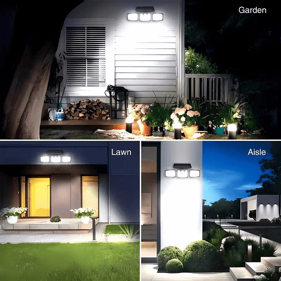 (2 - piece set)74 LED solar sensor lights with motion sensors, 3 - level brightness mode outdoor wall lights, suitable for front doors, courtyards, garages, and terraces - RnR Galore