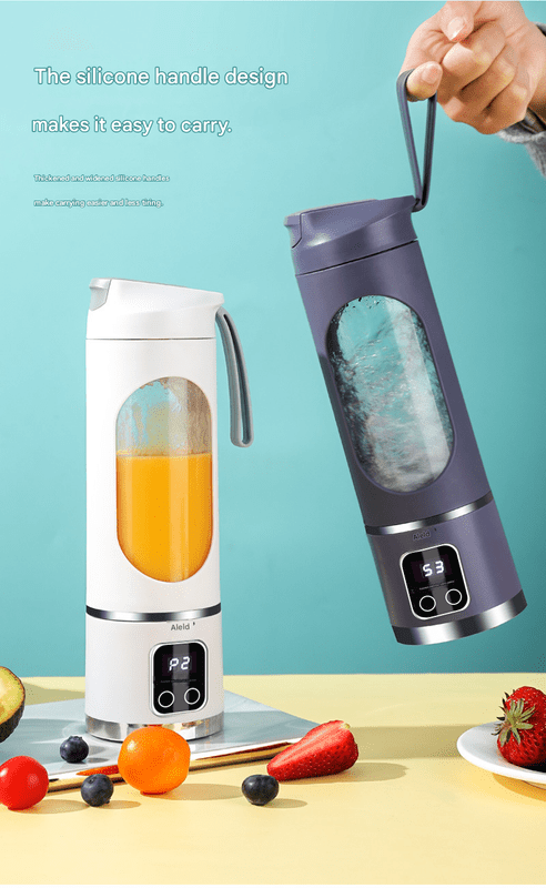 2 - piece White and Green 7.4V Portable Blender Smoothie Maker 450ml Wireless Rechargeable Juicer Cup with 12 - Blade Stainless Steel Cutter, LED Digital Display, USB Charging Personal Blender for Travel Gym Office Home - RnR Galore