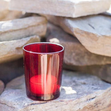 20 Pack Red Glass Votive Tealight Candle Holders House Party Centerpiece Xmas Wedding Decor Glass Candlestick Party Decorations Bridal Valentines Event - RnR Galore