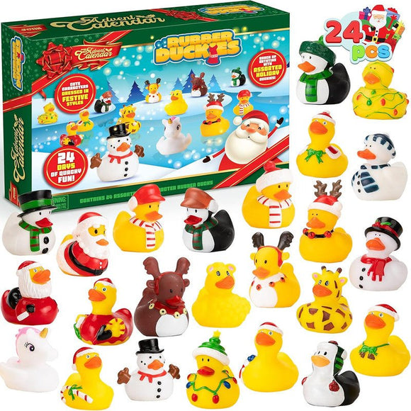 2025 Advent Calendar Christmas Ducks - 24pcs Rubber Duck Advent Calendar 24 Days of Christmas Countdown Toys for Christmas Gifts Party Favors Kids Toddlers Random Duck Gift Box - RnR Galore
