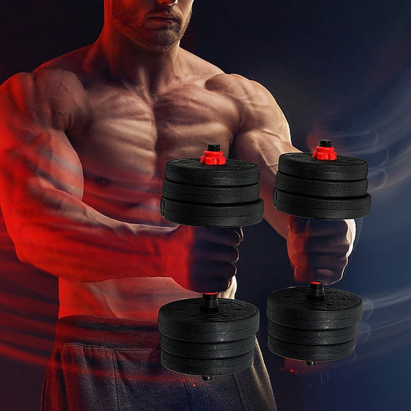 20kg Adjustable Rubber Dumbbell Set Barbell Home GYM Exercise Weights - RnR Galore