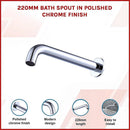 220mm Bath Spout in Polished Chrome Finish - RnR Galore