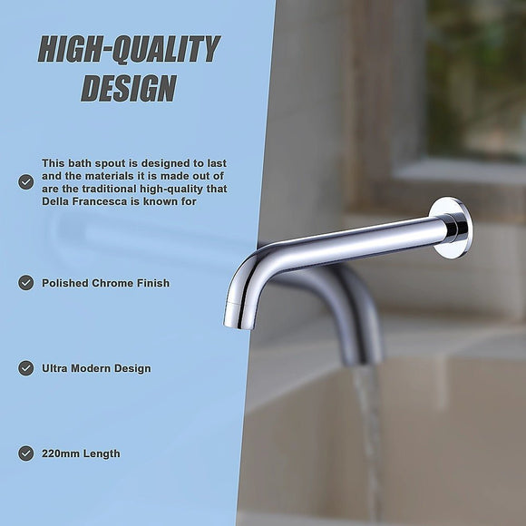 220mm Bath Spout in Polished Chrome Finish - RnR Galore