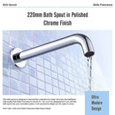 220mm Bath Spout in Polished Chrome Finish - RnR Galore