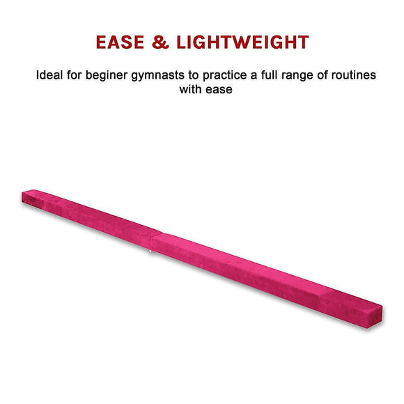 2.2m Gymnastics Folding Balance Beam Pink Synthetic Suede - RnR Galore