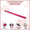 2.2m Gymnastics Folding Balance Beam Pink Synthetic Suede - RnR Galore