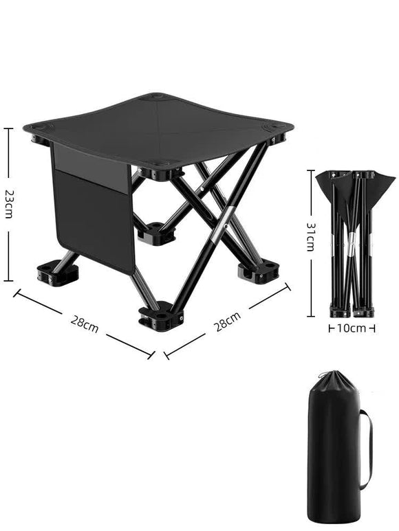 23*28cm Black Outdoor Folding Stool - Lightweight Portable Picnic Chair, Fishing Chair, Camping Seat, and Collapsible Bench for Outdoor Activities - RnR Galore