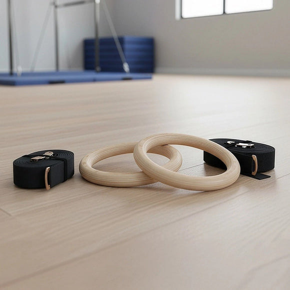 235mm Wooden Gymnastic Rings – Olympic Gym Strength Training & Fitness - RnR Galore