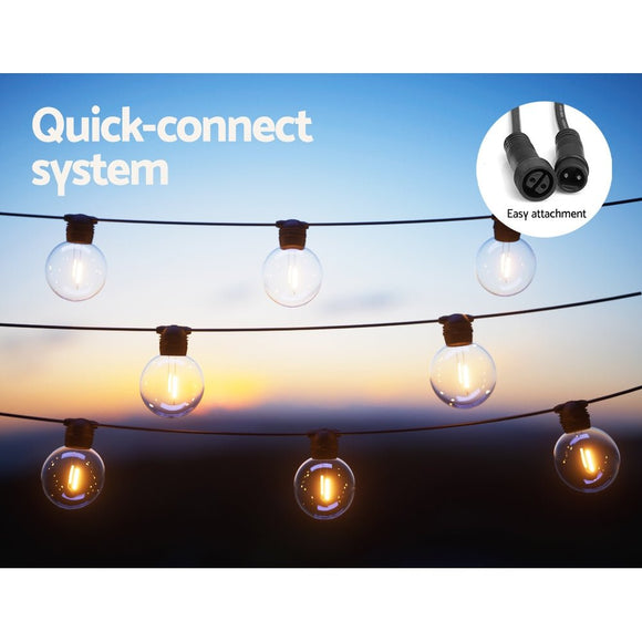 23m Solar Festoon Lights Outdoor LED String Light Wedding Party Christmas Decor - RnR Galore