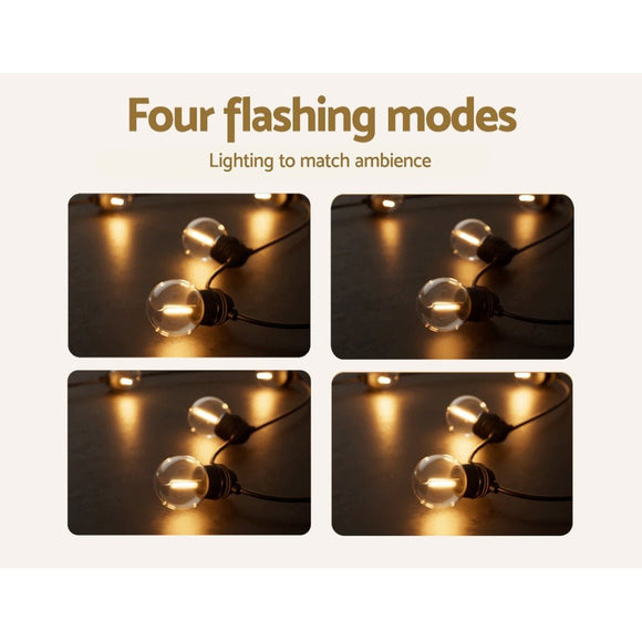 23m Solar Festoon Lights Outdoor LED String Light Xmas Wedding Garden Party - RnR Galore