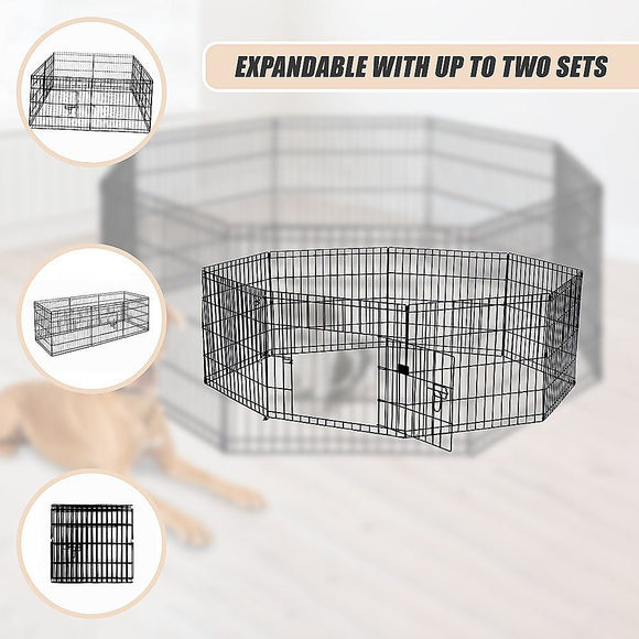 24" 8 Panel Pet Dog Playpen Puppy Exercise Cage Enclosure Fence Play Pen - RnR Galore