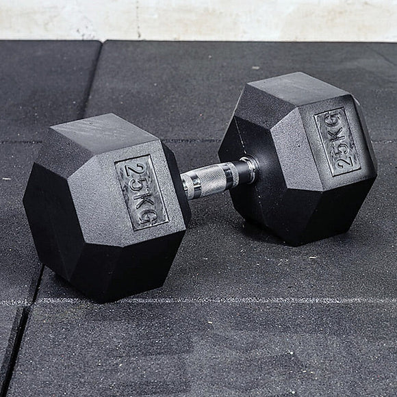 25KG Commercial Rubber Hex Dumbbell Gym Weight - RnR Galore