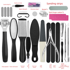 27 Piece Professional Pedicure Foot Care Kit Stainless Steel Callus Remover Heel Rasp and Manicure Set for Dead Skin Removal Home Salon Tools - RnR Galore