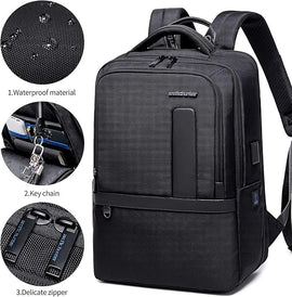 27L Laptop Backpack for Men–USB & Type - C Charging Port, Water - Resistant, Fits 18" Laptop, Expandable, Perfect for Office and Travel - Grey - RnR Galore