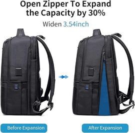 27L Laptop Backpack for Men–USB & Type - C Charging Port, Water - Resistant, Fits 18" Laptop, Expandable, Perfect for Office and Travel - Grey - RnR Galore