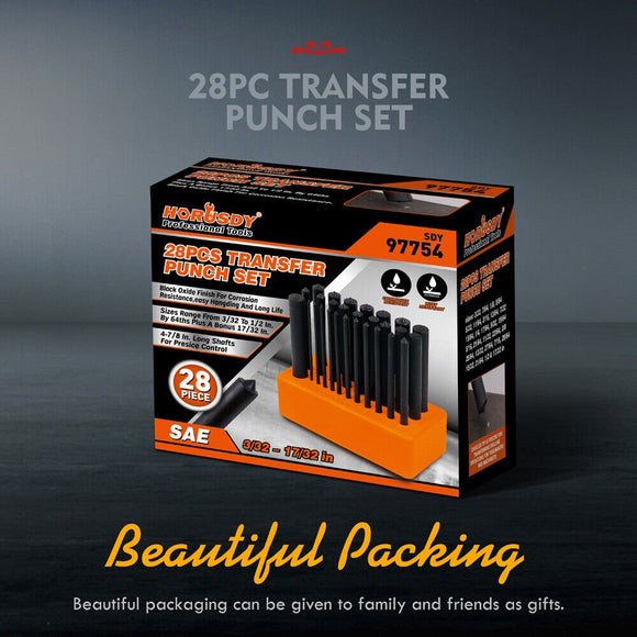 28x Center Transfer Punches Set Machinists Tool Punch Stand Heat Treated Steel - RnR Galore