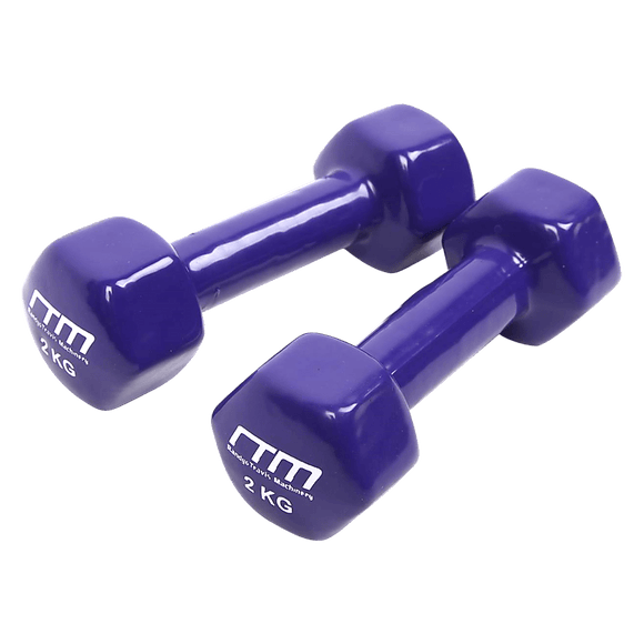 2kg Dumbbells Pair PVC Hand Weights Rubber Coated - RnR Galore