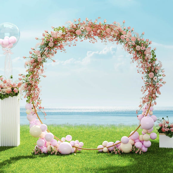 2M Round Backdrop Stand Wedding Background Decoration Party Flower Balloon Display - RnR Galore