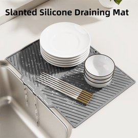 2PC Grey Multi - Use Drain Mat (51x43 cm) – Non - Slip Heat Protection for Dish Drying & Prep - RnR Galore