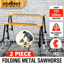 2Pc Mastercraft Sawhorse Metal Folding Non - slip Surface Saw Horse 120KG Capacity - RnR Galore