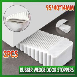 2Pcs Thick Rubber Wedge Door Stoppers Floor Carpet Heavy Duty Door Stop Security - RnR Galore