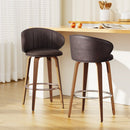 2x Artiss Bar Stools Dining Chairs Contoured Leather Wood Stool - RnR Galore