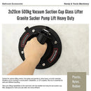 2x20cm 500kg Vacuum Suction Cup Glass Lifter Granite Sucker Pump Lift Heavy Duty - RnR Galore