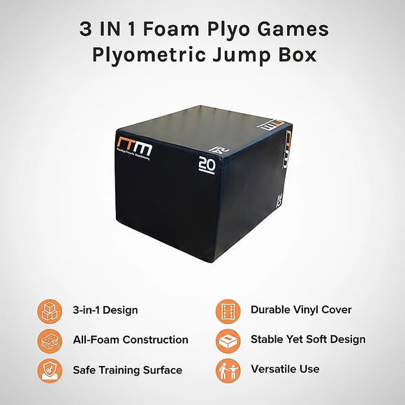 3 IN 1 Foam Plyo Games Plyometric Jump Box - RnR Galore
