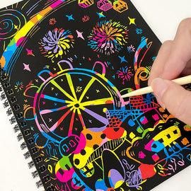 3 - Pack DIY Rainbow Scratch Art Books Set - Neon Black Scratch Paper for Kids, Multi - Size (S, M, L) Creative Drawing & Fun - RnR Galore