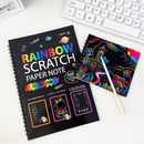 3 - Pack DIY Rainbow Scratch Art Books Set - Neon Black Scratch Paper for Kids, Multi - Size (S, M, L) Creative Drawing & Fun - RnR Galore