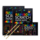 3 - Pack DIY Rainbow Scratch Art Books Set - Neon Black Scratch Paper for Kids, Multi - Size (S, M, L) Creative Drawing & Fun - RnR Galore