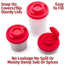 3 - Pack Mini Compact Spice Shaker Set(Small Size) - Transparent Salt and Pepper Dispensers for Camping, Picnic & Outdoor Grilling - RnR Galore