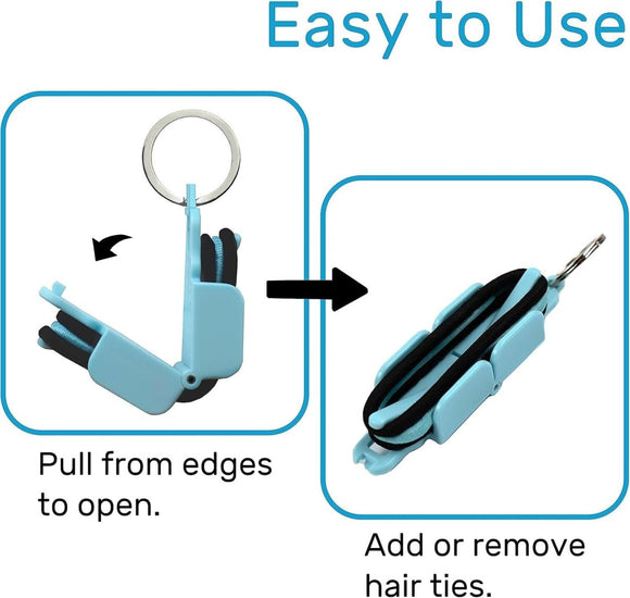 3 - PCS Black Portable Hair Tie Organizer Keychain Compact Hair Accessories Holder with Clip for Travel School Bag and Purse - RnR Galore