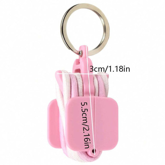 3 - PCS Blue Portable Hair Tie Organizer Keychain Compact Hair Accessories Holder with Clip for Travel School Bag and Purse - RnR Galore