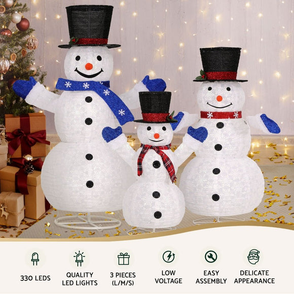 3 PCS Christmas Lights 330 LED Fairy Light Snowman Decorations Jingle Jollys - RnR Galore