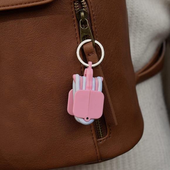 3 - PCS Pink Portable Hair Tie Organizer Keychain Compact Hair Accessories Holder with Clip for Travel School Bag and Purse - RnR Galore
