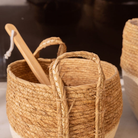 3 Piece Cotton Rope Stripe Carry Handles Storage Baskets Set - RnR Galore
